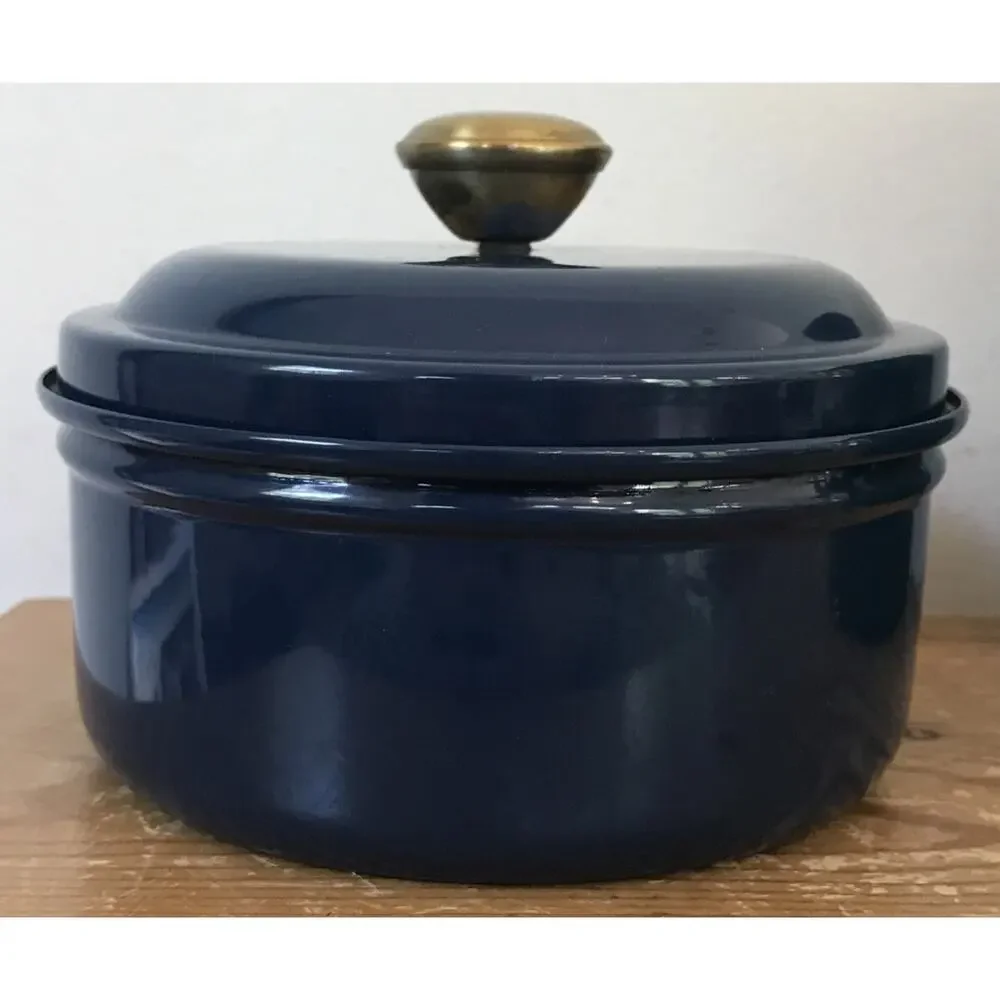 Set Pair 2 Target Home Dark Green Navy Blue Enamel Metal Kitchen Canisters
